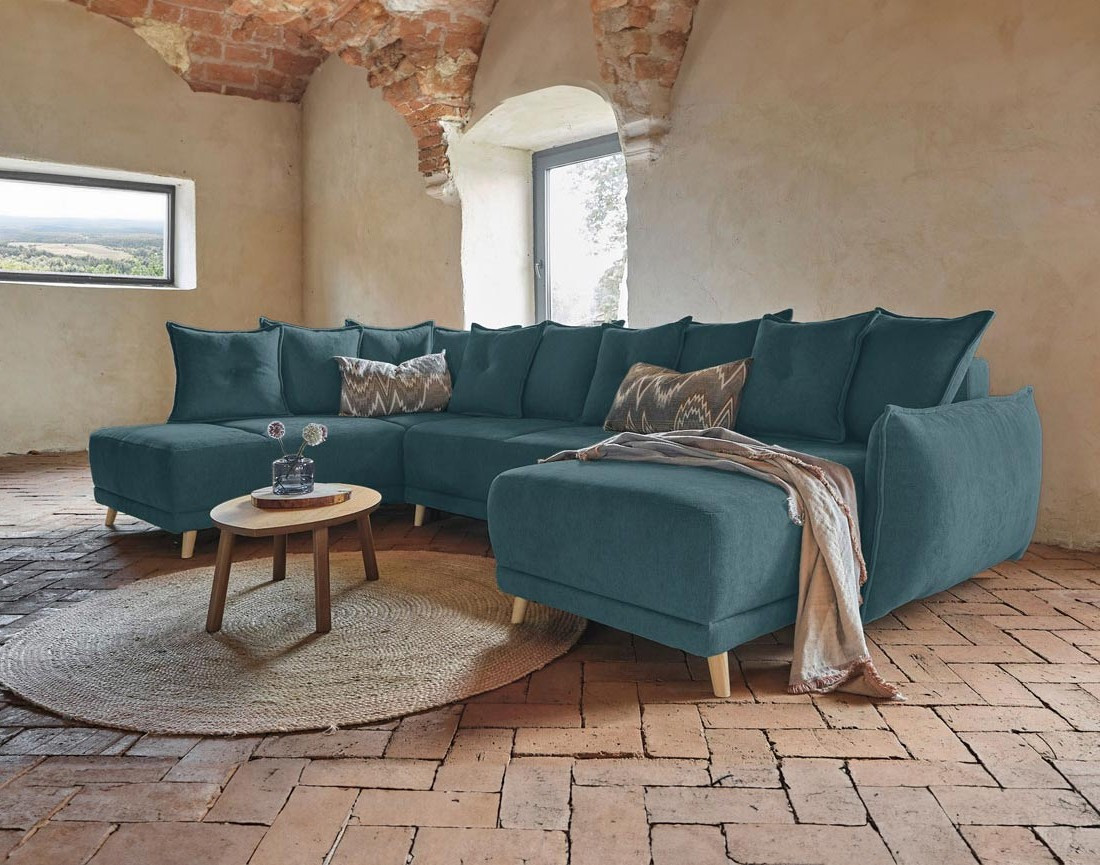 Lena - Canapé scandinave d'angle panoramique convertible gauche