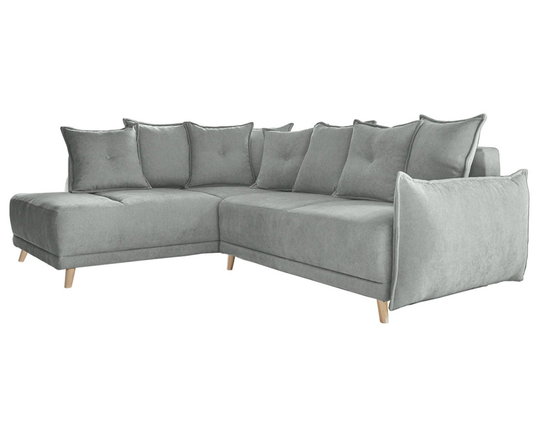 Lena - canapé d’angle gauche gris clair convertible au style scandinave