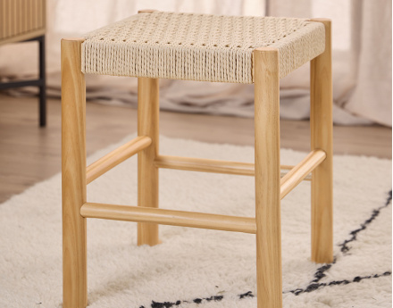 Tabouret en bois et corde tressée H 45cm  Liora