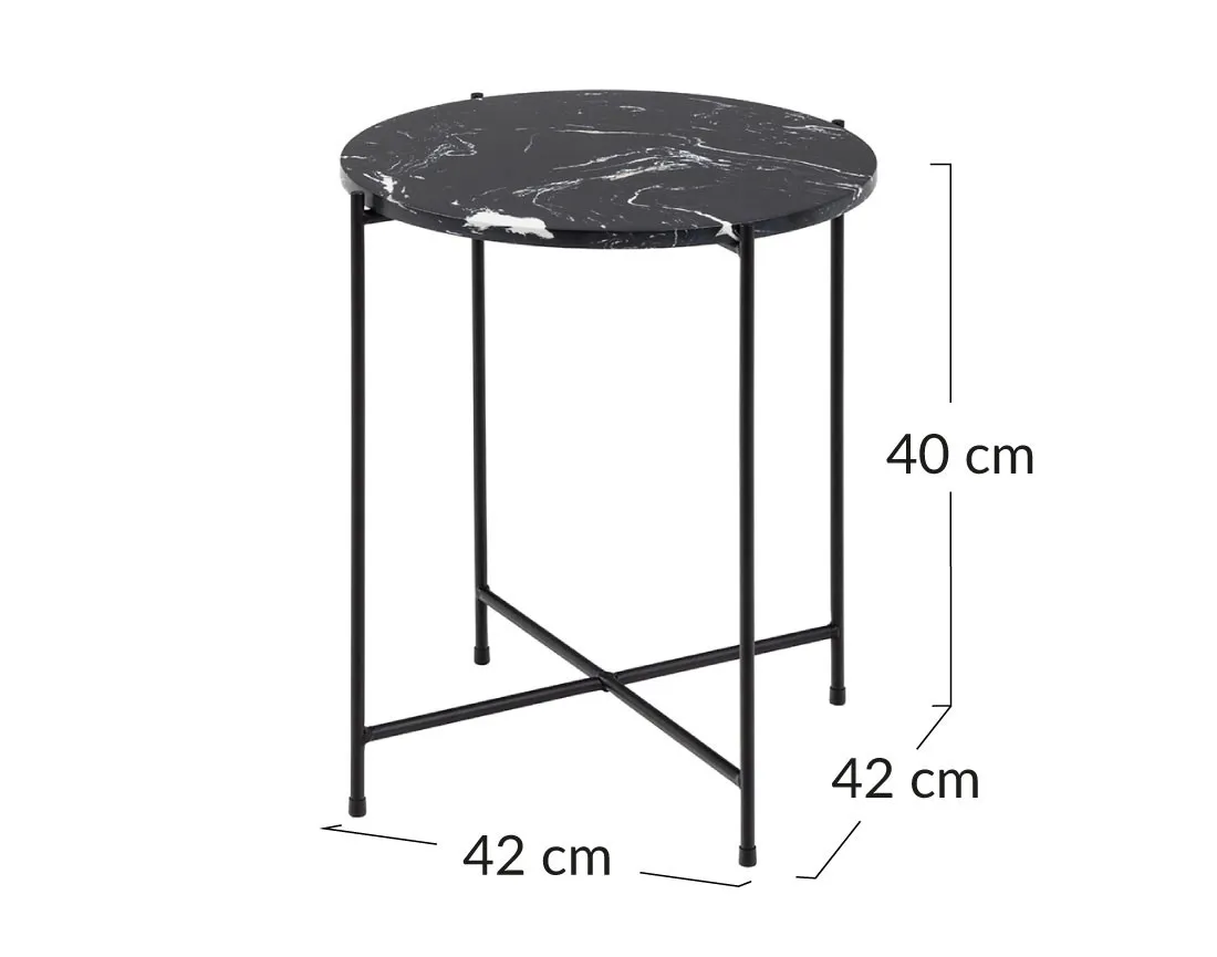 Table basse 42 cm plateau en marbre pieds en acier Ezaro