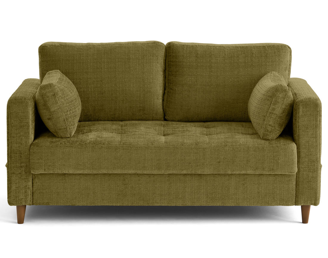 Canapé droit 2 places avec poche en velours texturé Anna