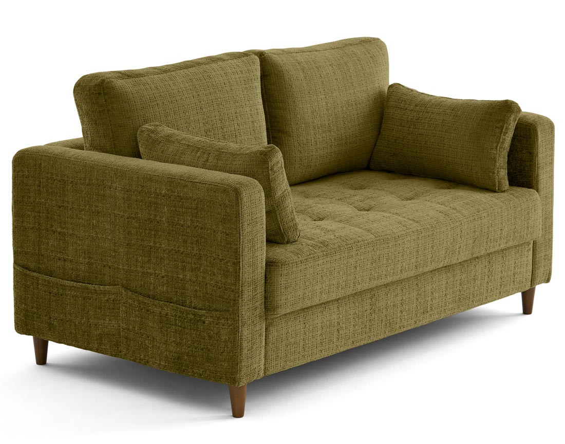 Canapé droit 2 places avec poche en velours texturé Anna