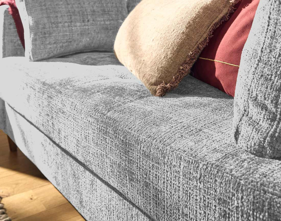 Canapé droit 2 places avec poche en velours texturé Anna