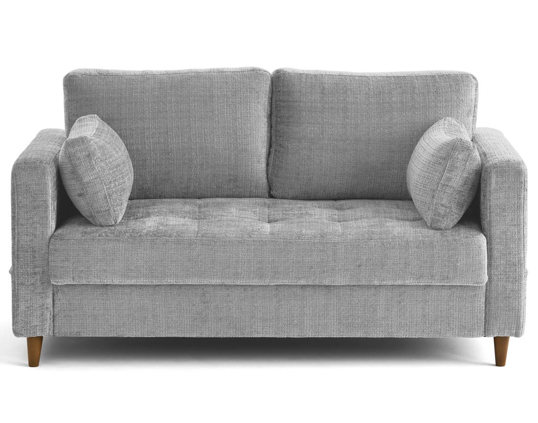 Canapé droit 2 places avec poche en velours texturé Anna