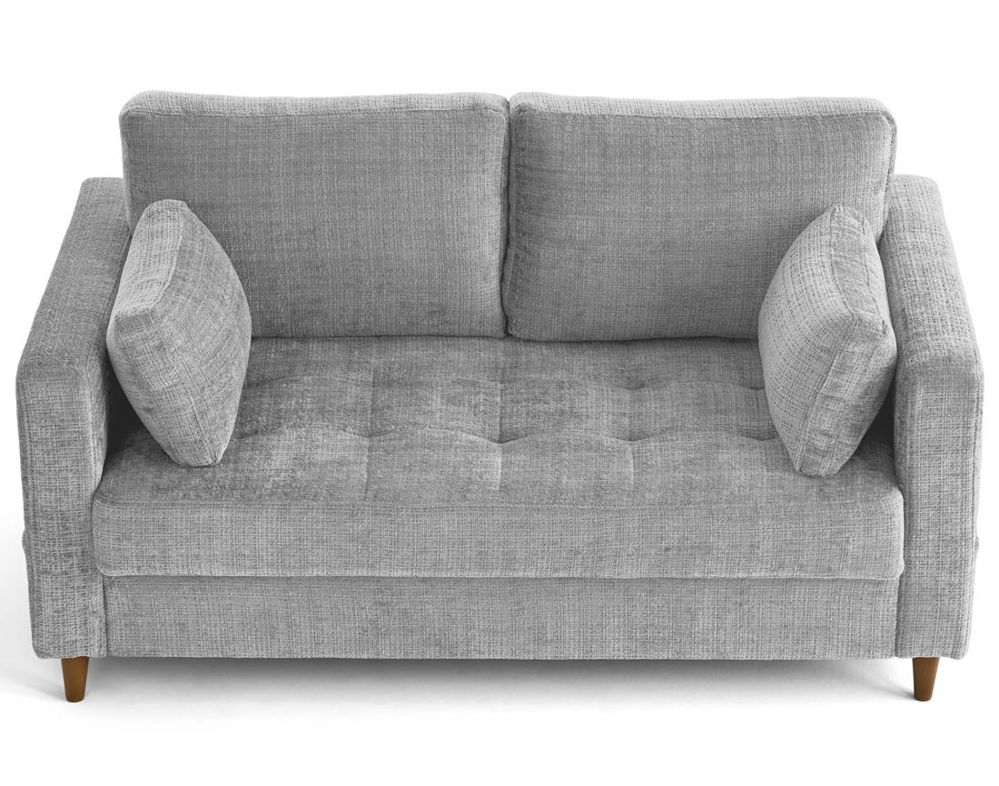 Canapé droit 2 places avec poche en velours texturé Anna