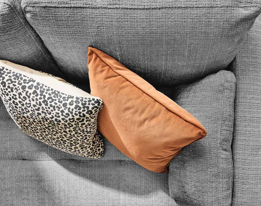 Canapé droit 3 places convertible avec poche en velours texturé Anna