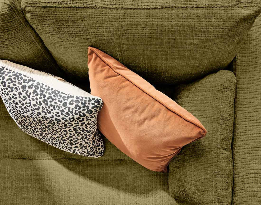 Canapé droit 3 places convertible avec poche en velours texturé Anna