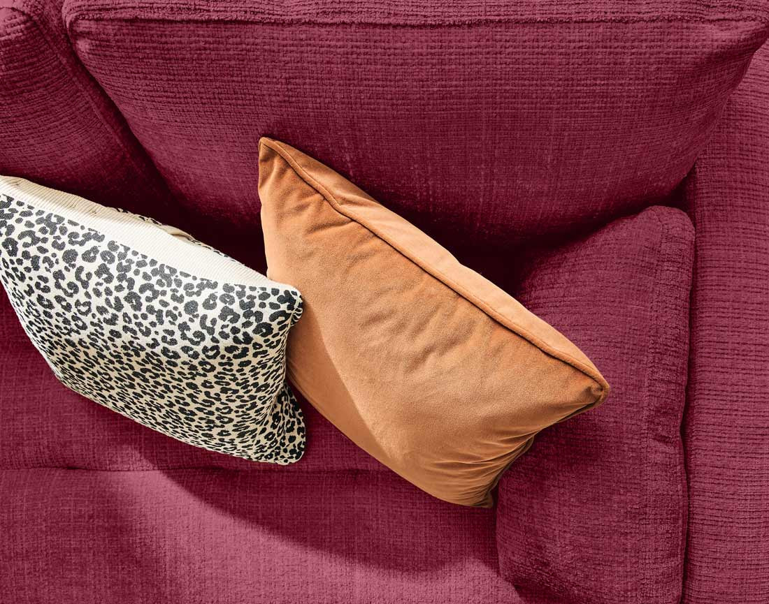 Canapé droit 3 places convertible avec poche en velours texturé Anna