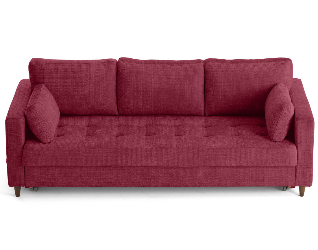 Canapé droit 3 places convertible avec poche en velours texturé Anna