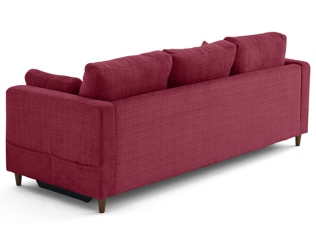 Canapé droit 3 places convertible avec poche en velours texturé Anna