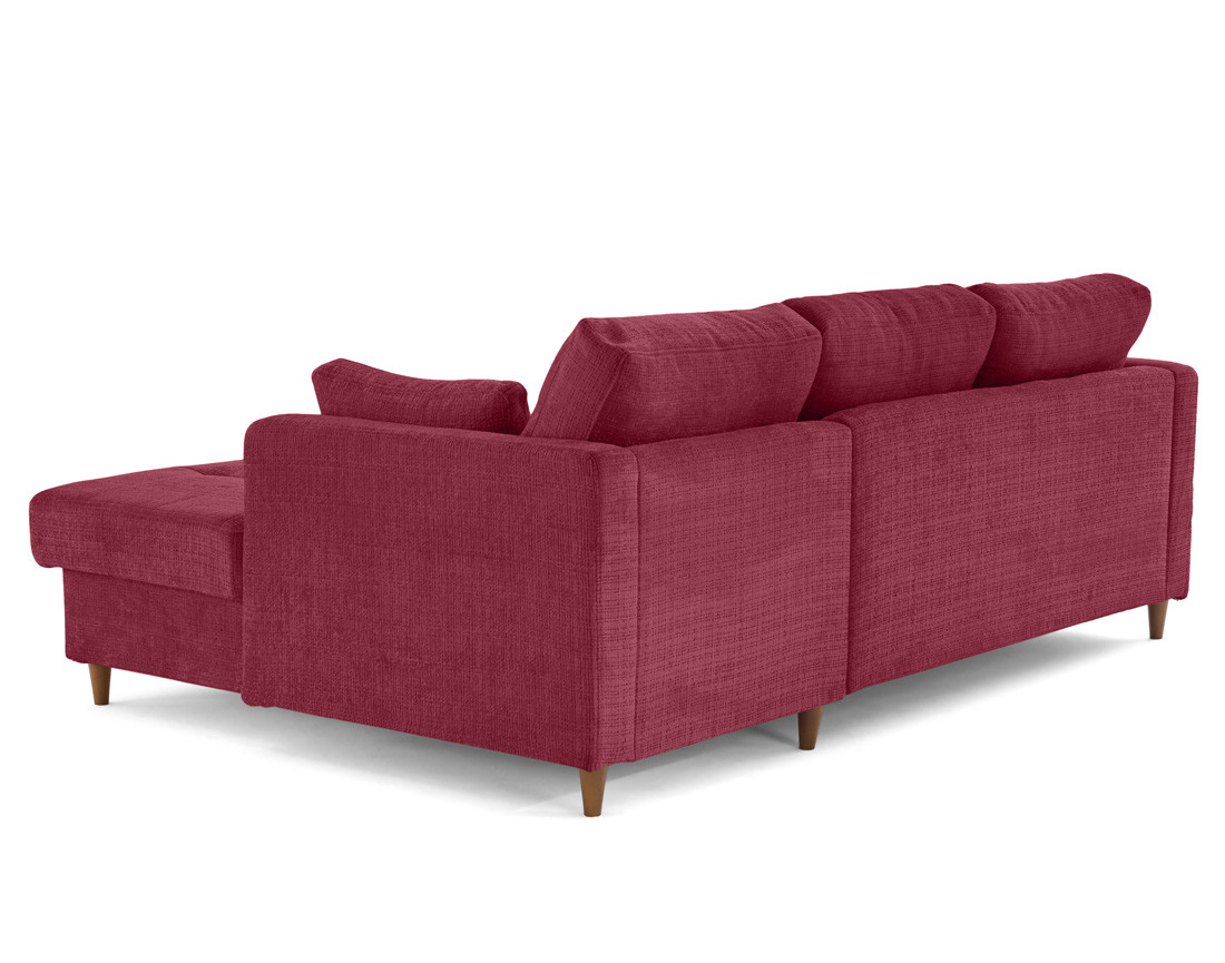 Canapé d'angle droit 4 places convertible avec coffre en velours texturé Anna