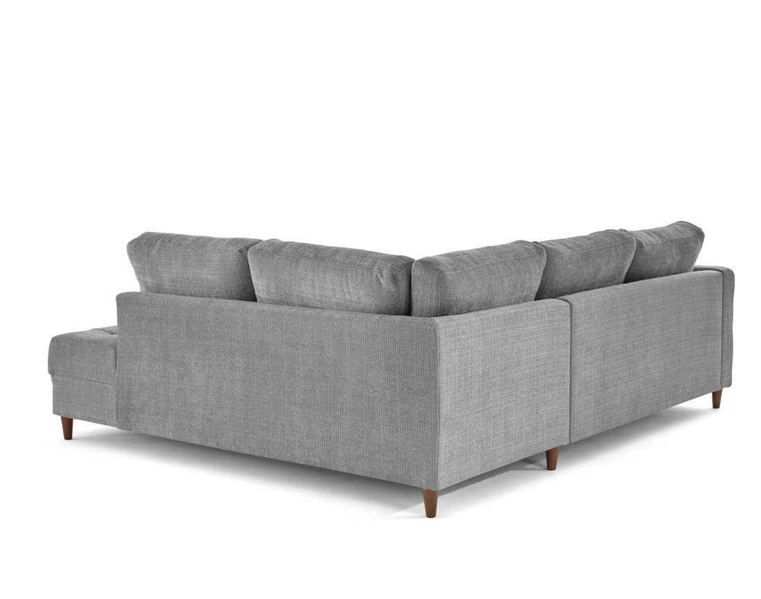 Canapé d'angle droit 5 places convertible en velours texturé Anna
