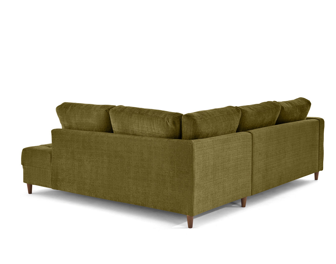 Canapé d'angle droit 5 places convertible en velours texturé Anna