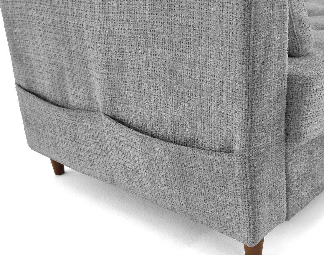 Canapé d'angle droit 5 places convertible en velours texturé Anna