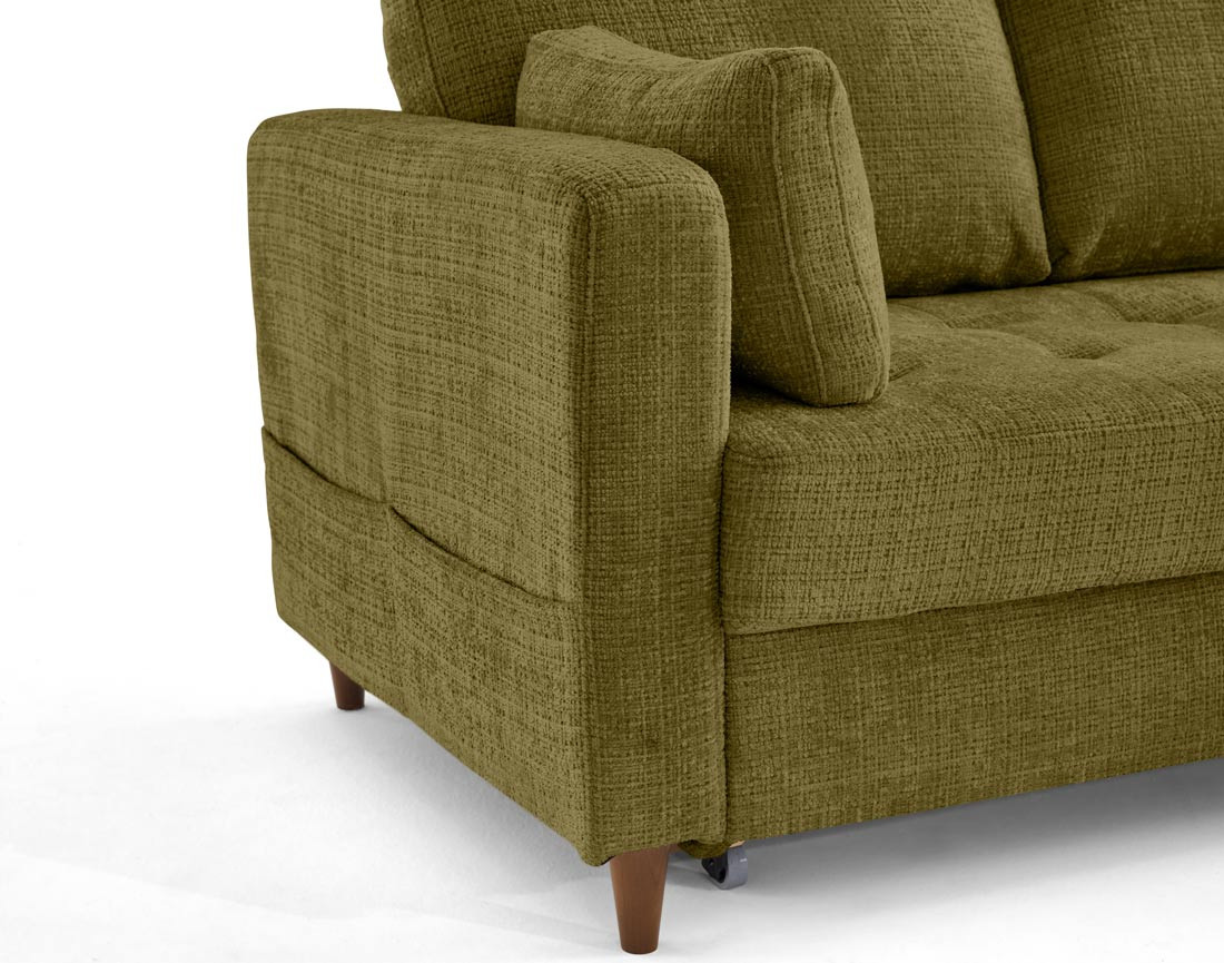 Canapé d'angle droit 5 places convertible en velours texturé Anna