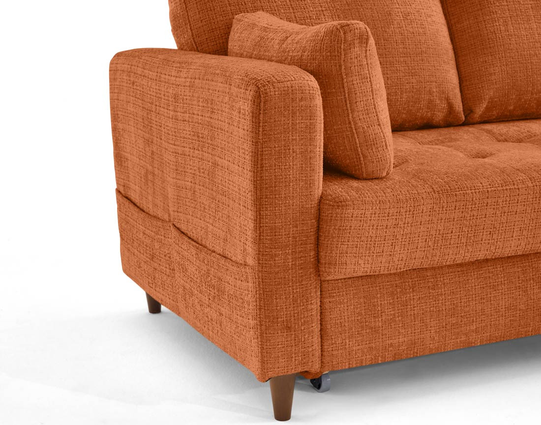 Canapé d'angle droit 5 places convertible en velours texturé Anna