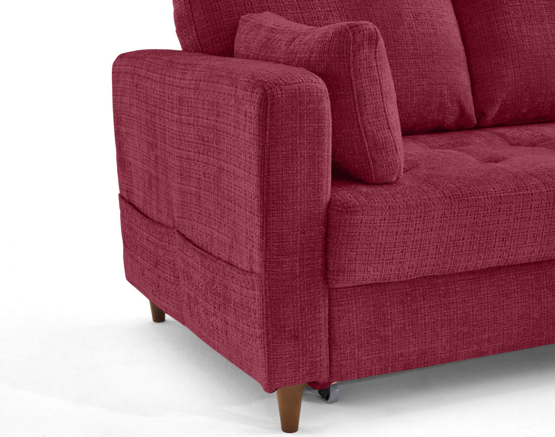 Canapé d'angle droit 5 places convertible en velours texturé Anna