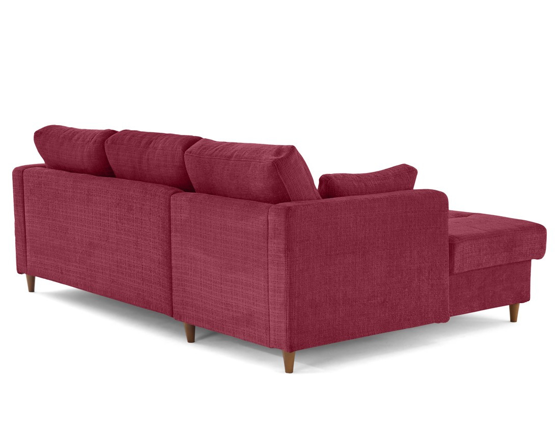 Canapé d'angle gauche 4 places convertible avec coffre en velours texturé Anna