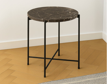 Table basse 42 cm plateau en marbre pieds en acier Ezaro