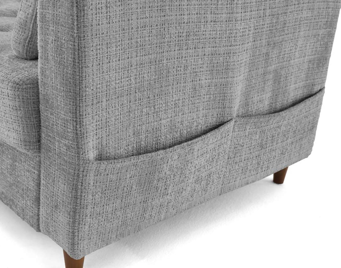 Canapé d'angle gauche 5 places convertible en velours texturé Anna