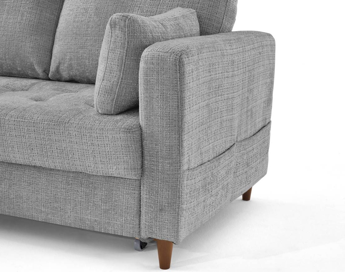 Canapé d'angle gauche 5 places convertible en velours texturé Anna