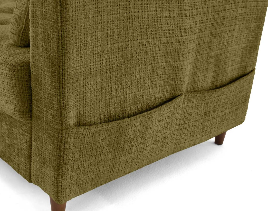 Canapé panoramique d'angle gauche 7 places convertible avec coffre en velours texturé Anna