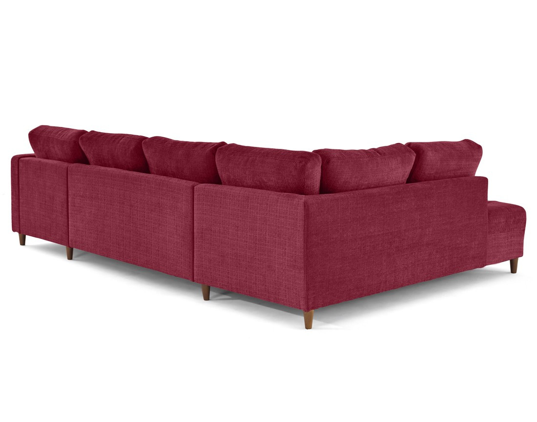 Canapé panoramique d'angle gauche 7 places convertible avec coffre en velours texturé Anna