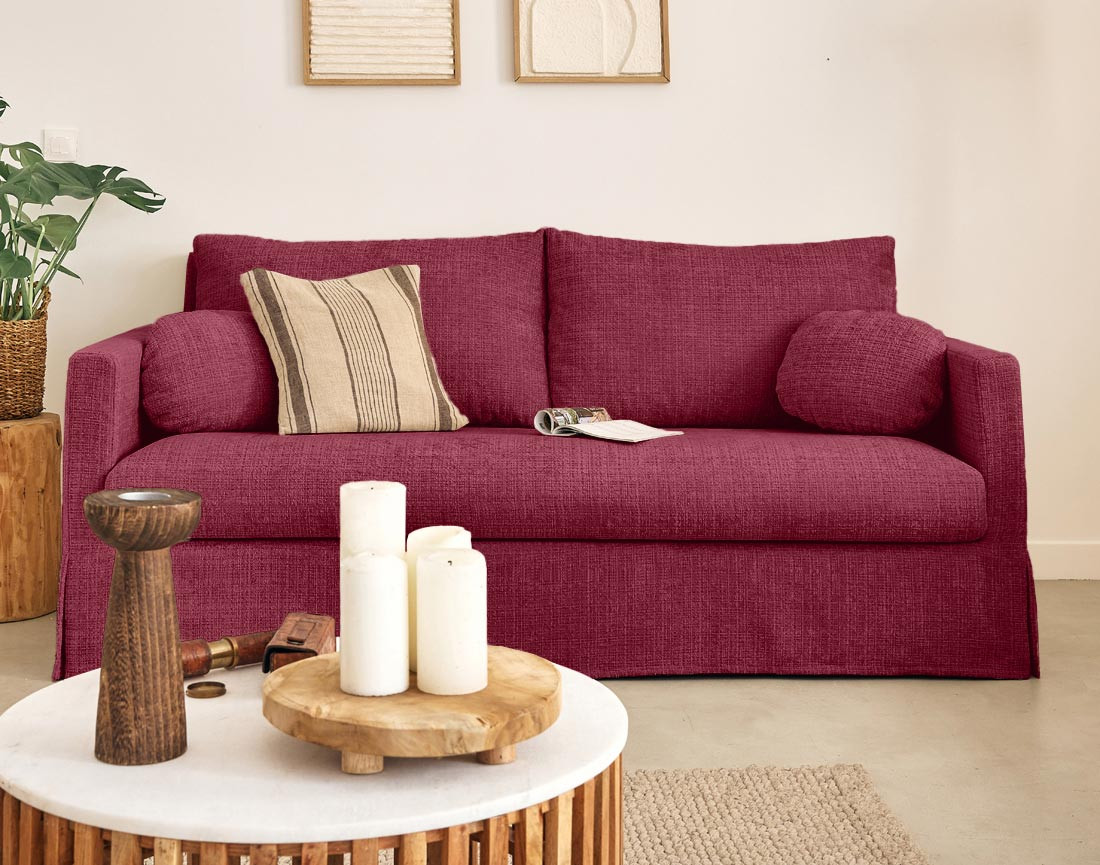 Housse en velours texturé pour canapé 3 places Serena