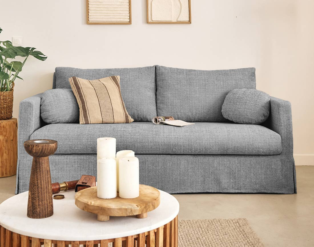 Housse en velours texturé pour canapé 3 places Serena