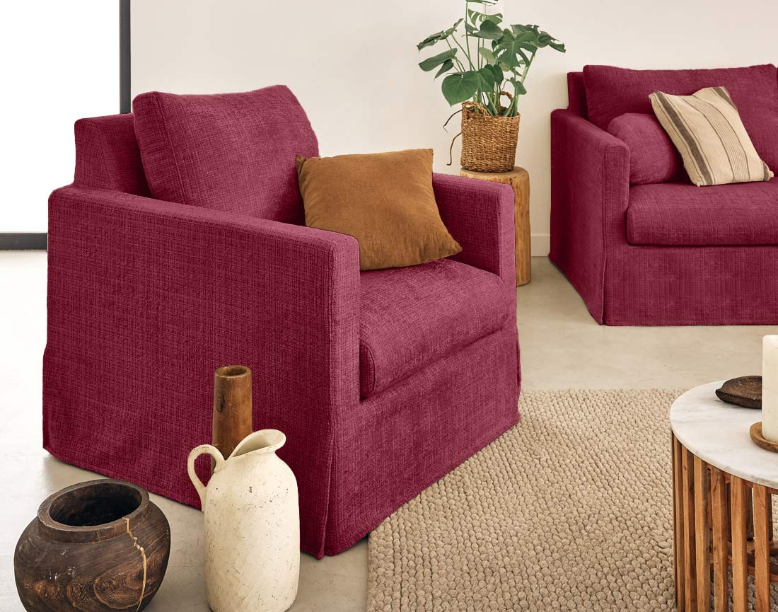 Housse en velours texturé pour fauteuil Serena