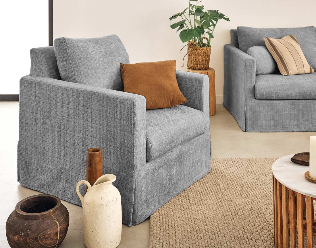 Housse en velours texturé pour fauteuil Serena