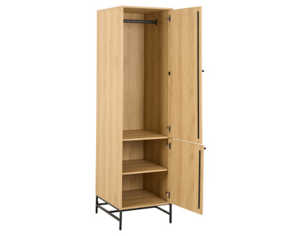 Armoire dressing avec étagères et penderie bois et pieds métal Marc