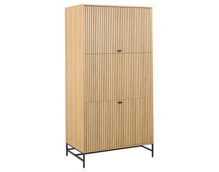 Armoire dressing avec 7 étagères et penderie bois et pieds métal Marc