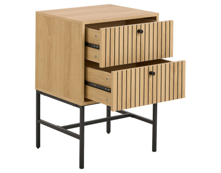 Table de chevet bois pieds en métal 2 tiroirs Marc