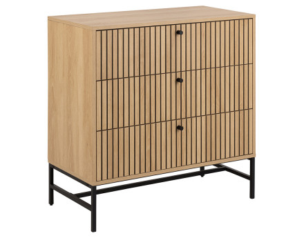 Commode 3 tiroirs bois pieds en métal Marc