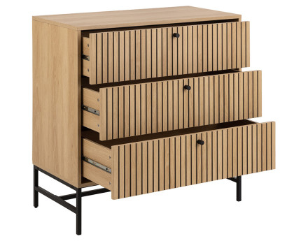 Commode 3 tiroirs bois pieds en métal Marc