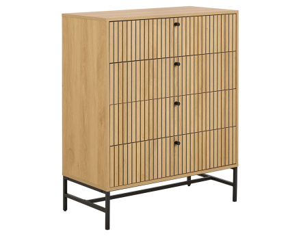 Commode 4 tiroirs bois pieds en métal Marc
