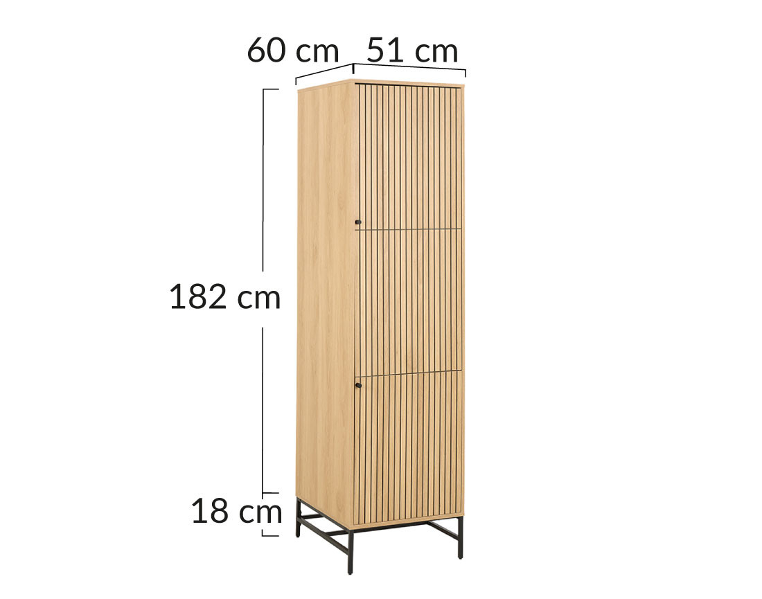 Armoire dressing avec étagères et penderie bois et pieds métal Marc