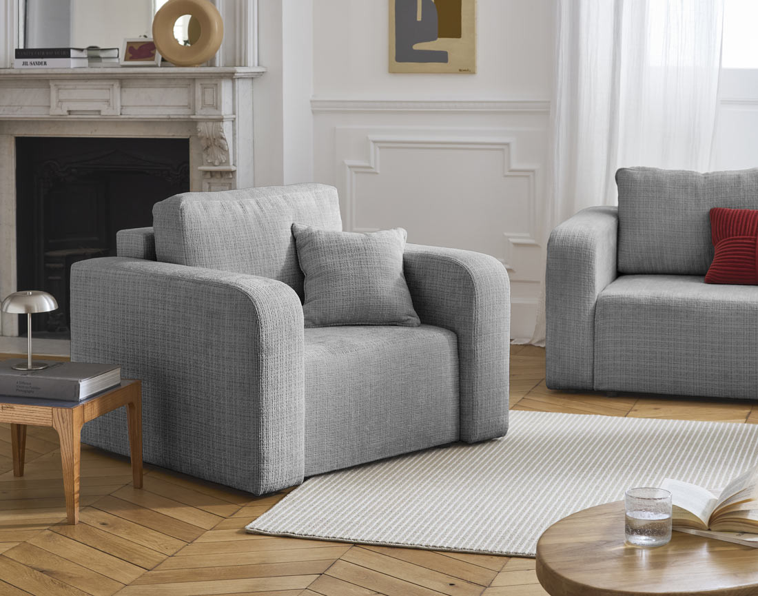 Fauteuil en velours texturé Miro