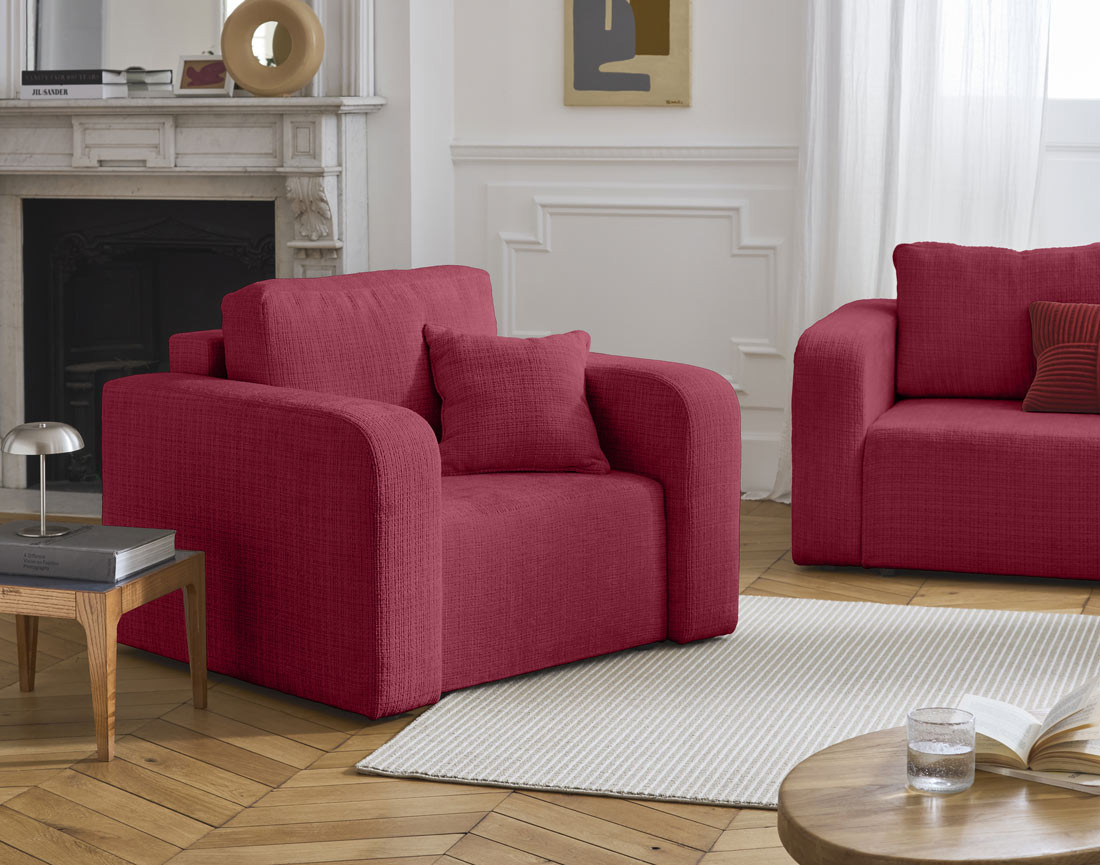 Fauteuil en velours texturé Miro