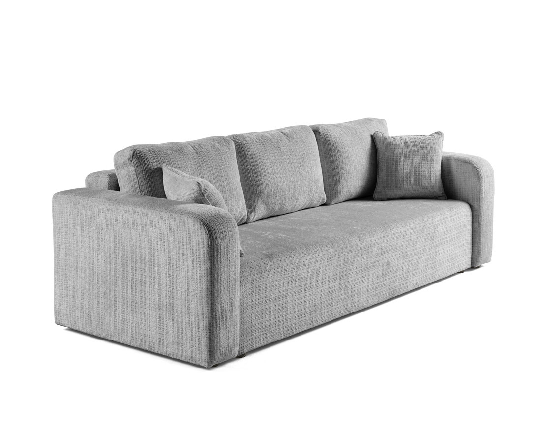 Canapé droit 3 places convertible avec coffre en velours texturé Miro