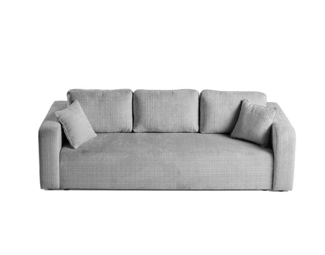 Canapé droit 3 places convertible avec coffre en velours texturé Miro