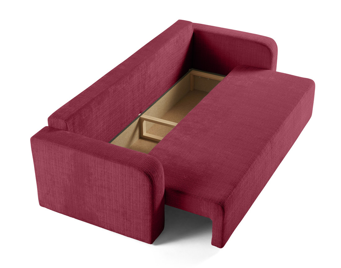 Canapé droit 3 places convertible avec coffre en velours texturé Miro