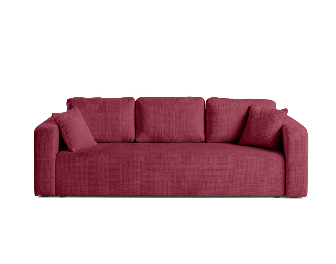 Canapé droit 3 places convertible avec coffre en velours texturé Miro