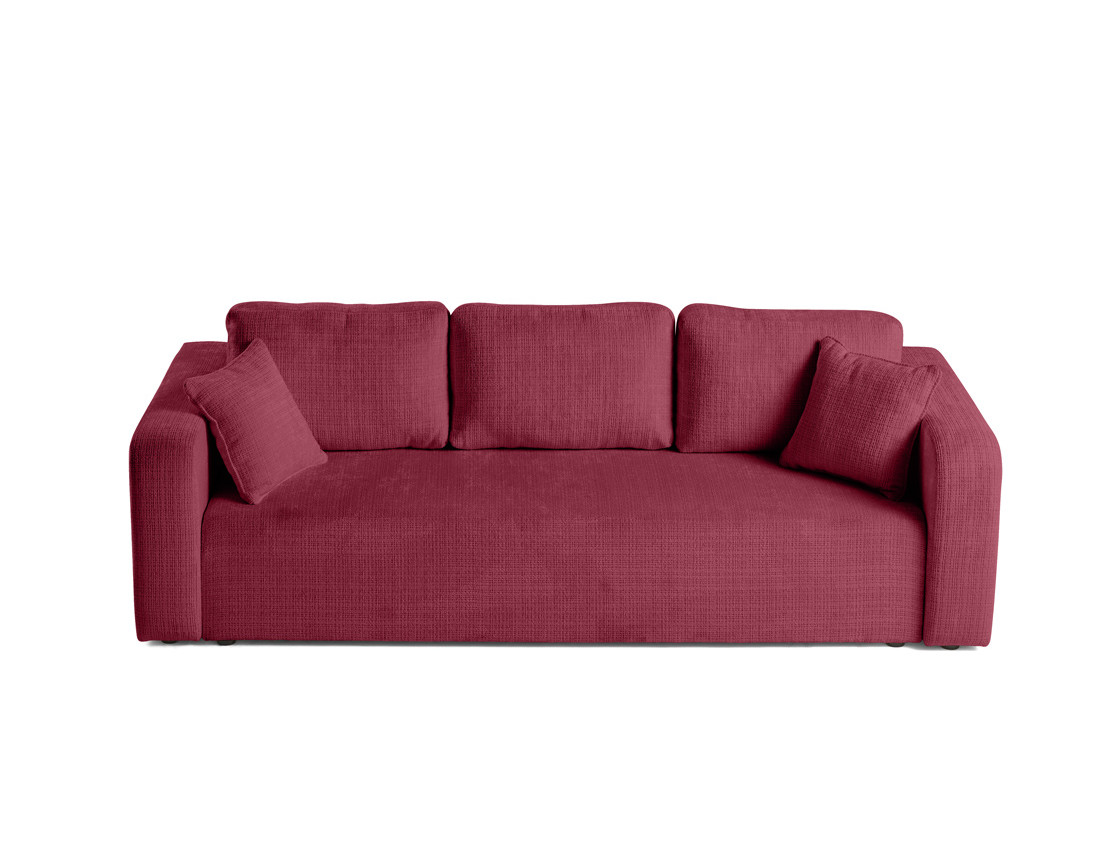 Canapé droit 3 places convertible avec coffre en velours texturé Miro