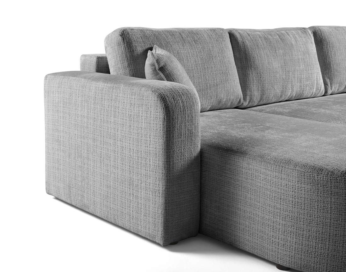 Canapé panoramique convertible avec coffre en velours texturé Miro