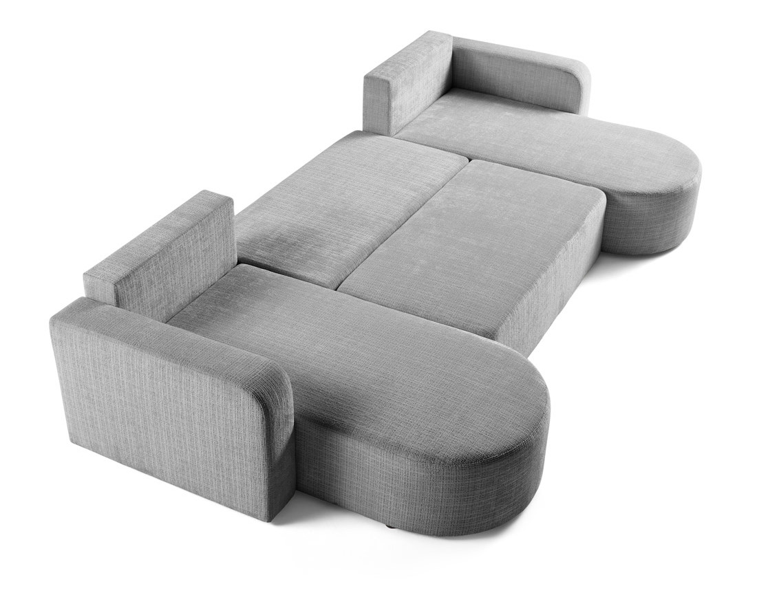 Canapé panoramique convertible avec coffre en velours texturé Miro