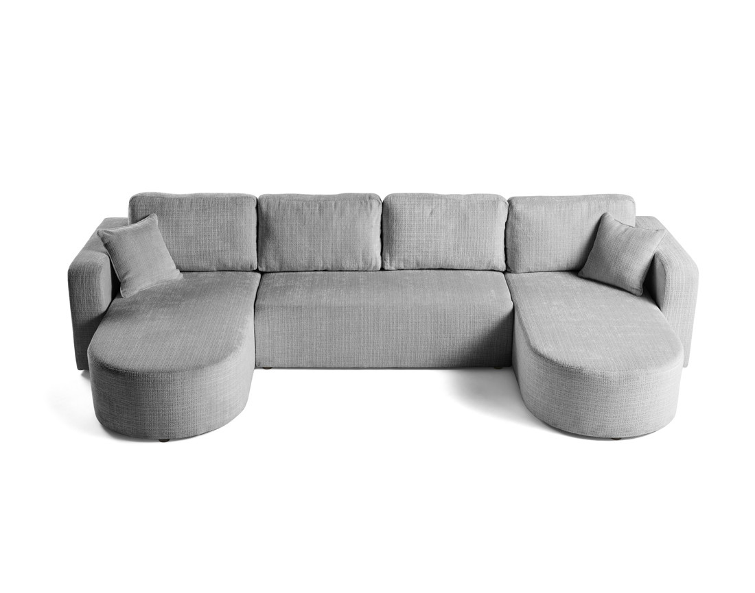 Canapé panoramique convertible avec coffre en velours texturé Miro