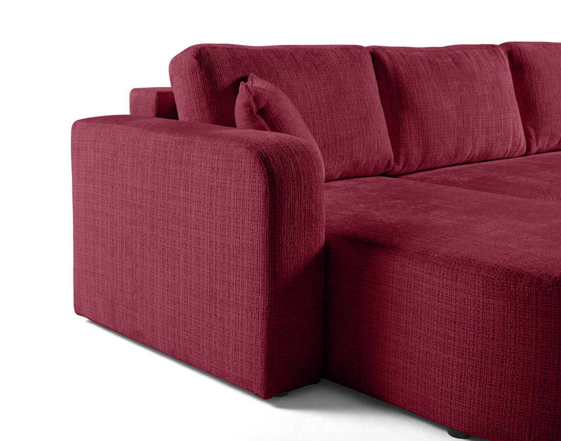 Canapé panoramique convertible avec coffre en velours texturé Miro