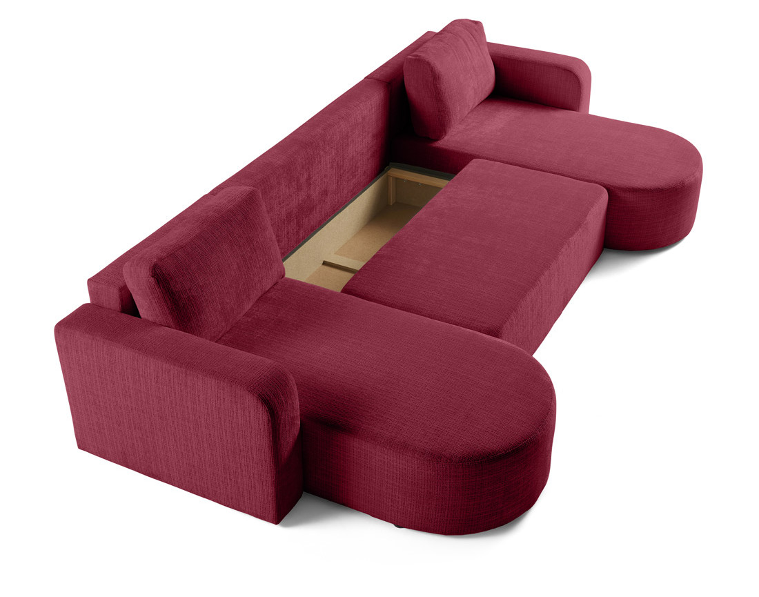 Canapé panoramique convertible avec coffre en velours texturé Miro